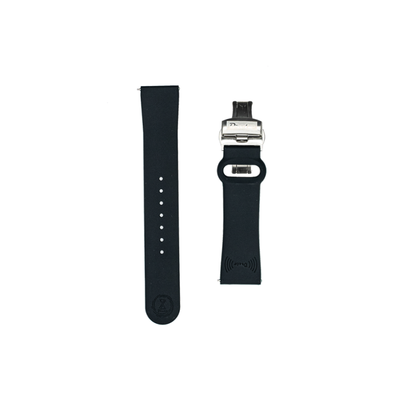 Black silicone strap with butterfly clasp + NFC