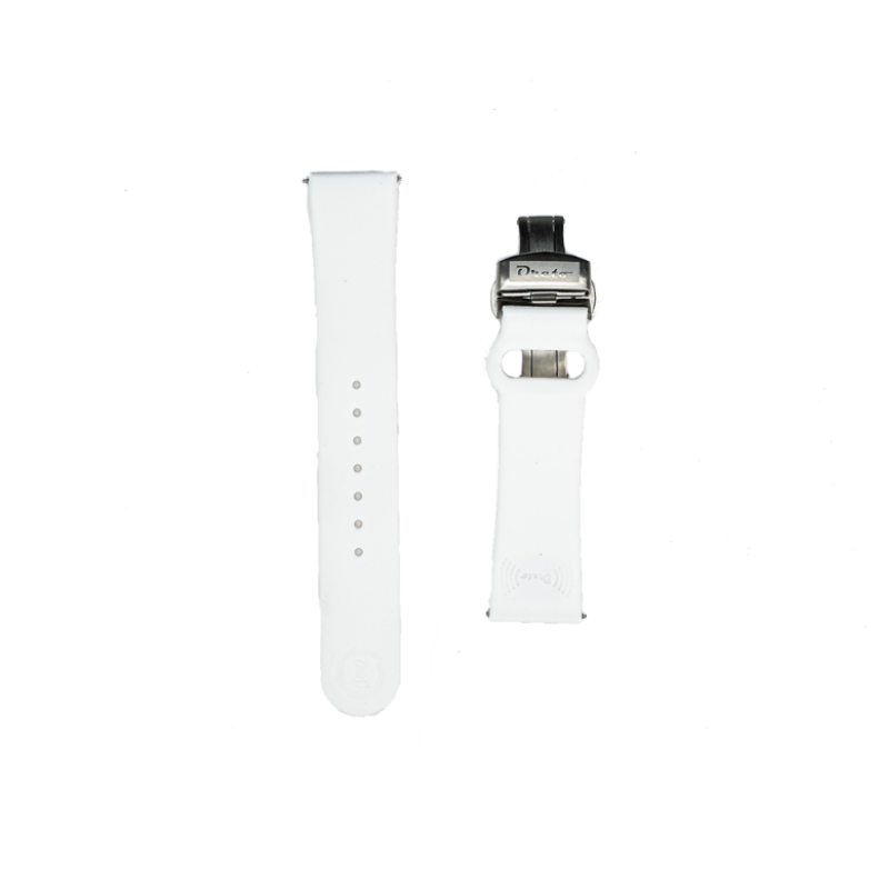 White silicone strap with butterfly clasp + NFC